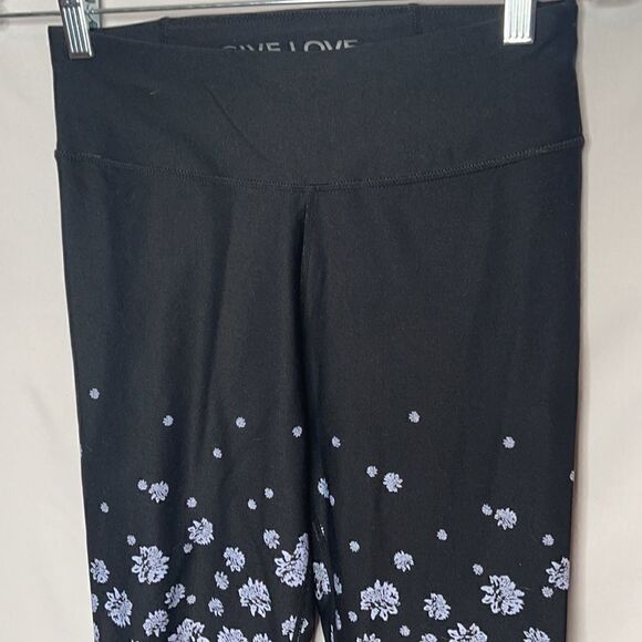 Betsy Johnson Blue/Black Flowered Yoga Pants. Sz.S - Picture 2 of 8